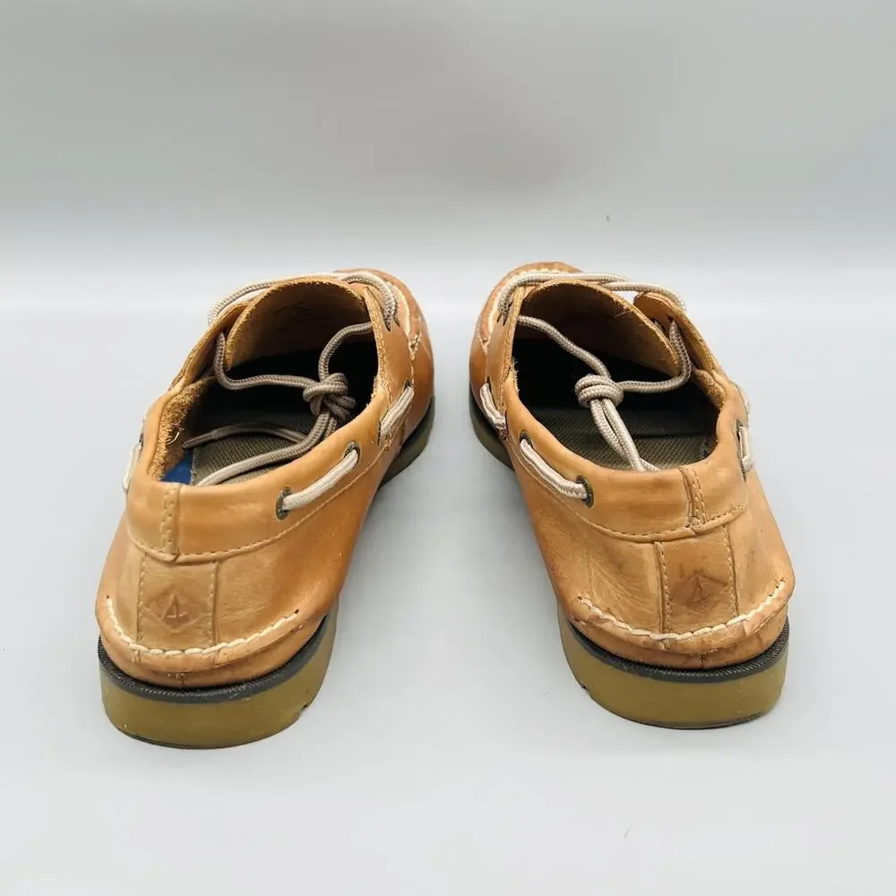 Sperry Shoes Mens 10.5 Brown Leather Top Sider Boat Deck Moc Toe Casual Comfort